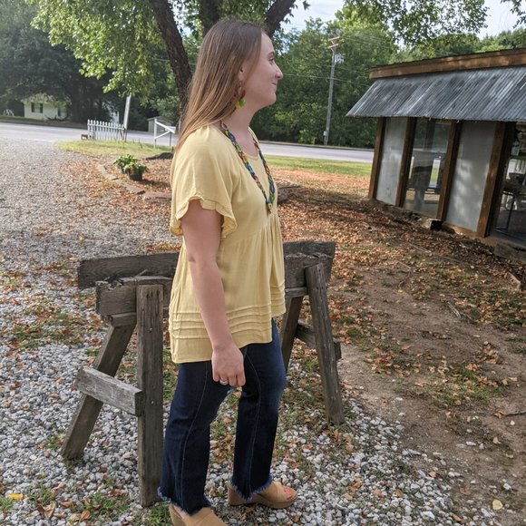 Ruffle Trim Babydoll Top - Picture 2 of 3